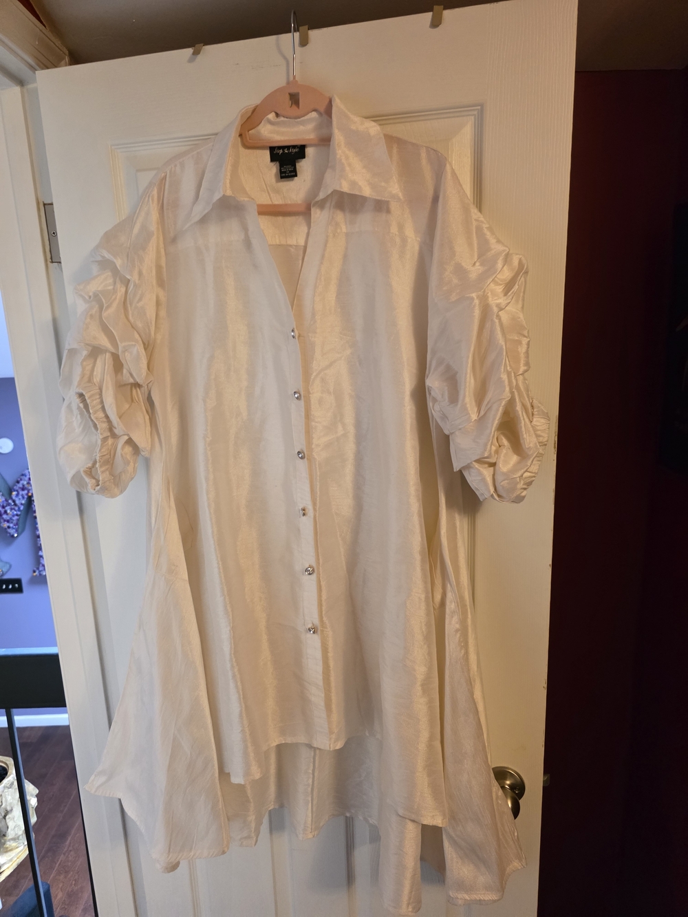 Alfani Iridescent White Button-Front Shirt Dress